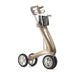 Beige golf trolley with four wheels on a white background