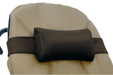 Brown car headrest pillow on a beige car seat
