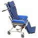 Blue and gray medical lift chair on a white background