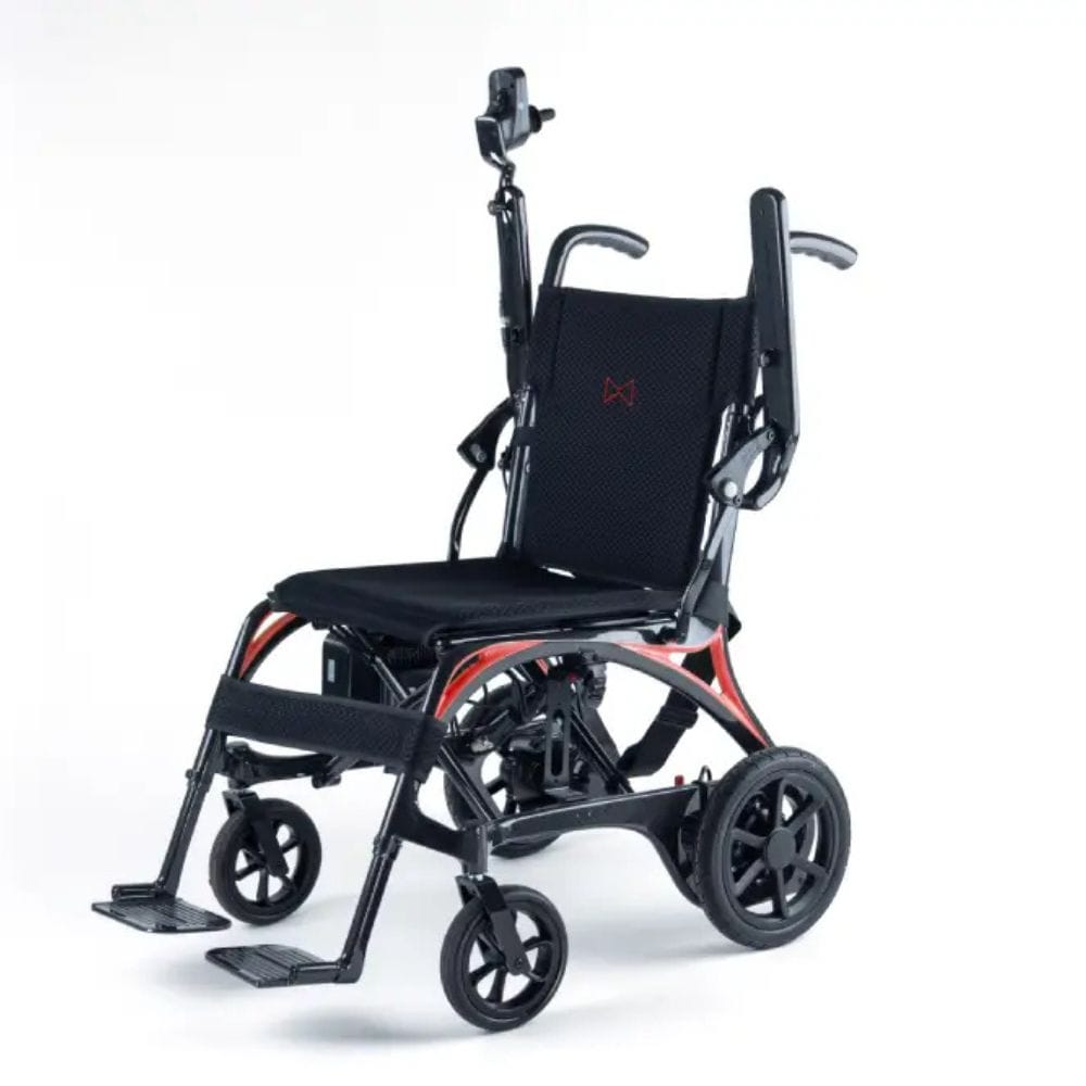 Black and red wheelchair on a white background