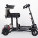Black mobility scooter with a seat on a white background