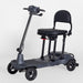 Black mobility scooter with a seat on a white background