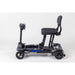 Black mobility scooter with a seat on a white background