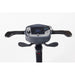 Close-up of a scooter handlebar with control panel on a white background