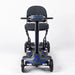 Black and blue mobility scooter on a white background