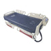 Medical stretcher with blue mat on a white background