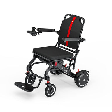 Black and red wheelchair with 'PAISEEC' branding on a white background