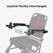 Gray wheelchair with joystick system on a white background