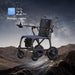 Electric wheelchair with mountainous landscape and starry sky background