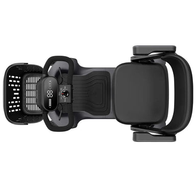 Black scooter dashboard with digital display on a white background