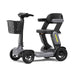 Gray mobility scooter with a basket on a white background