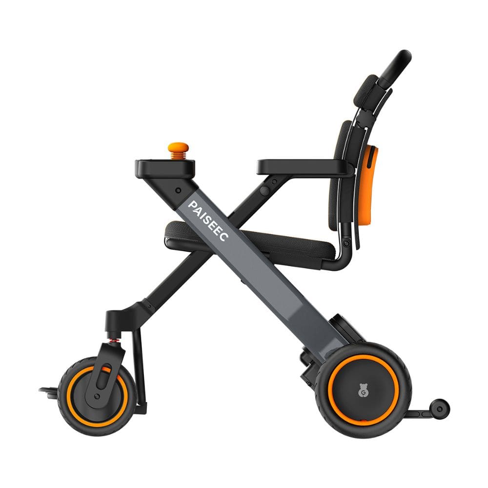 Foldable electric scooter with PAISEEC branding on a white background