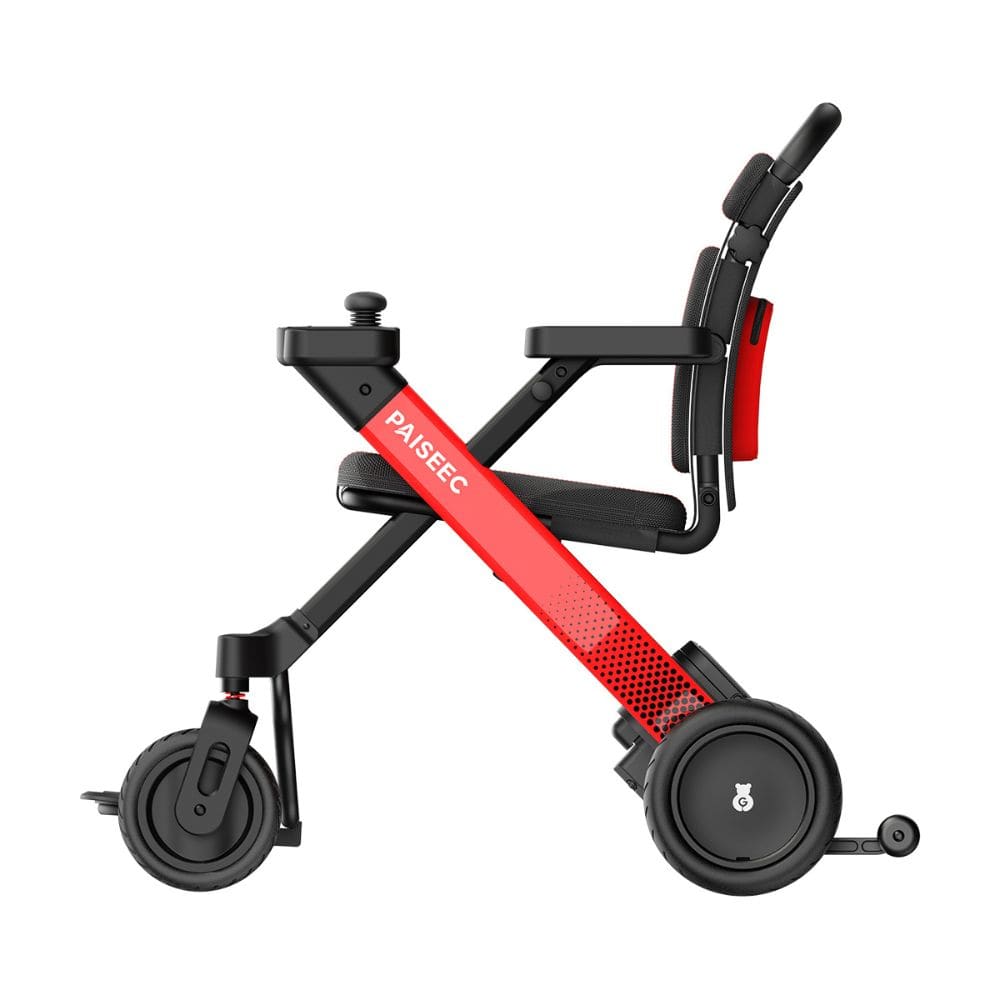 Red and black scooter with 'PAISEEC' branding on a white background