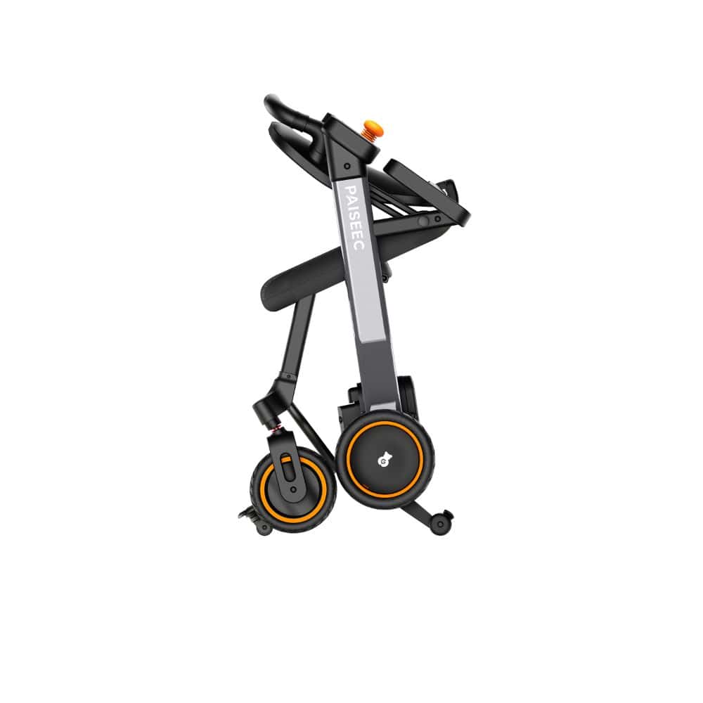 Black and orange scooter on a white background