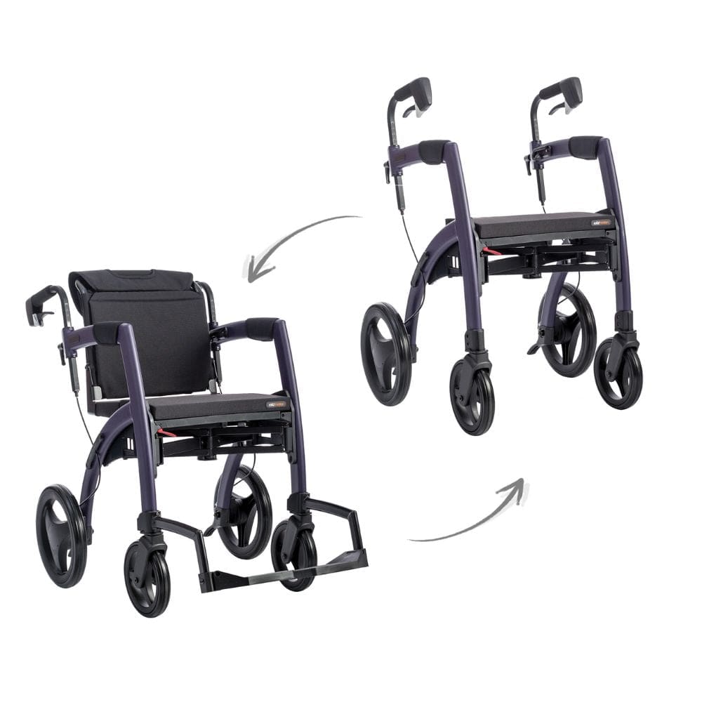 Rollz Motion Rollator Walker-Wheelchair Combo Dark Purple