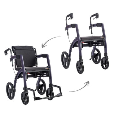 Rollz Motion Rollator Walker-Wheelchair Combo Dark Purple