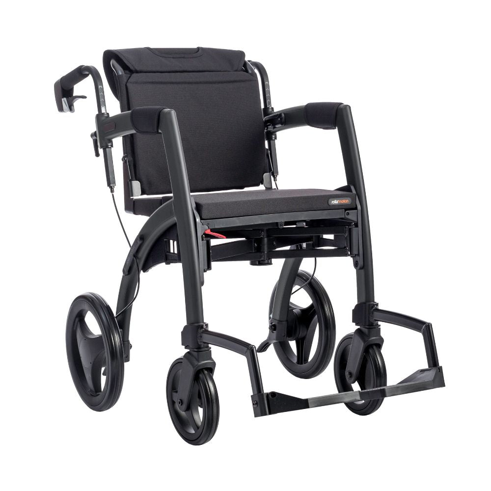 Rollz Motion Rollator Walker-Wheelchair Combo Matte Black