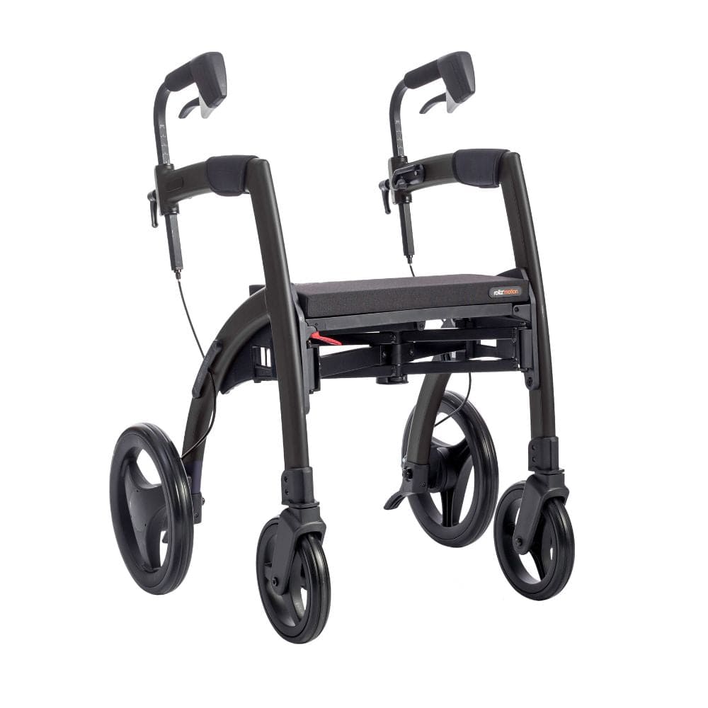 Rollz Motion Rollator Walker-Wheelchair Combo Matte Black