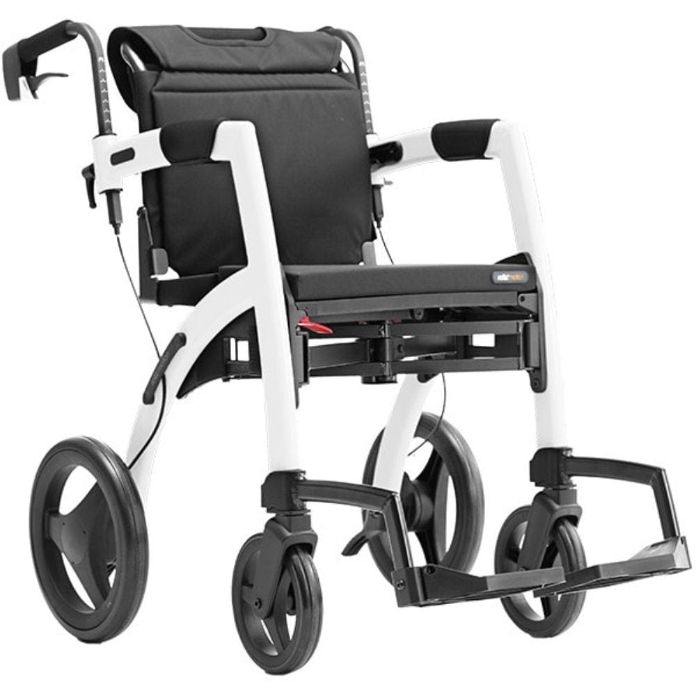 Rollz Motion Rollator Walker-Wheelchair Combo Pebble White