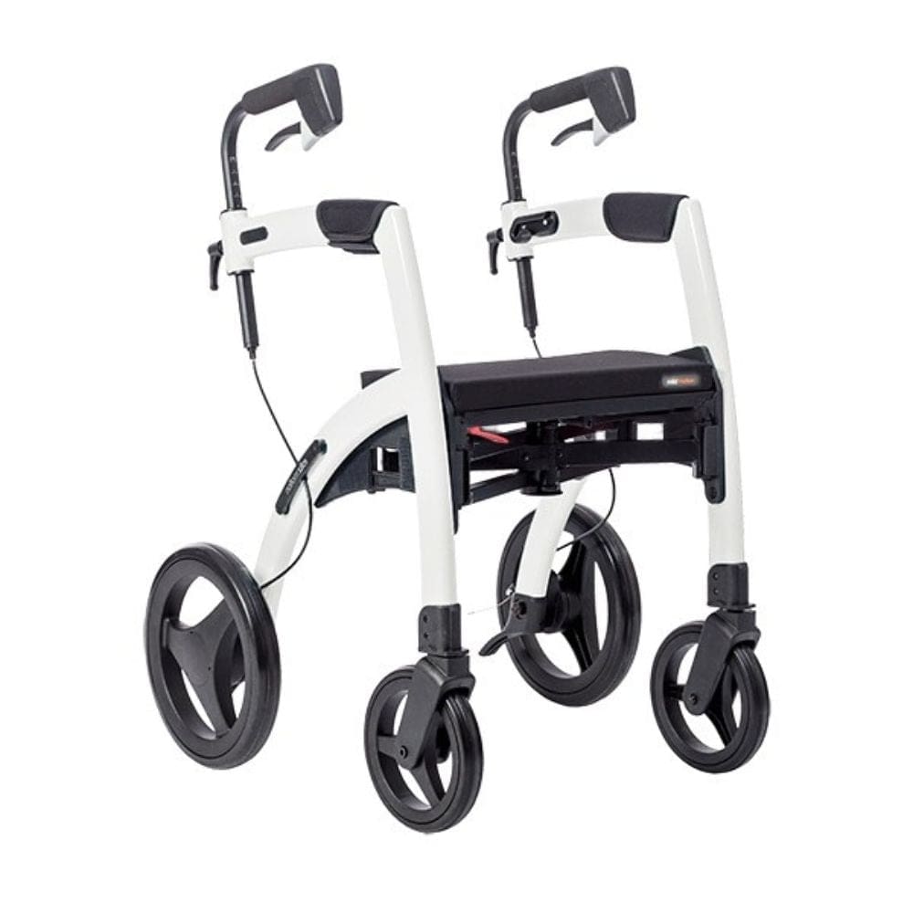 Rollz Motion Rollator Walker-Wheelchair Combo Pebble White