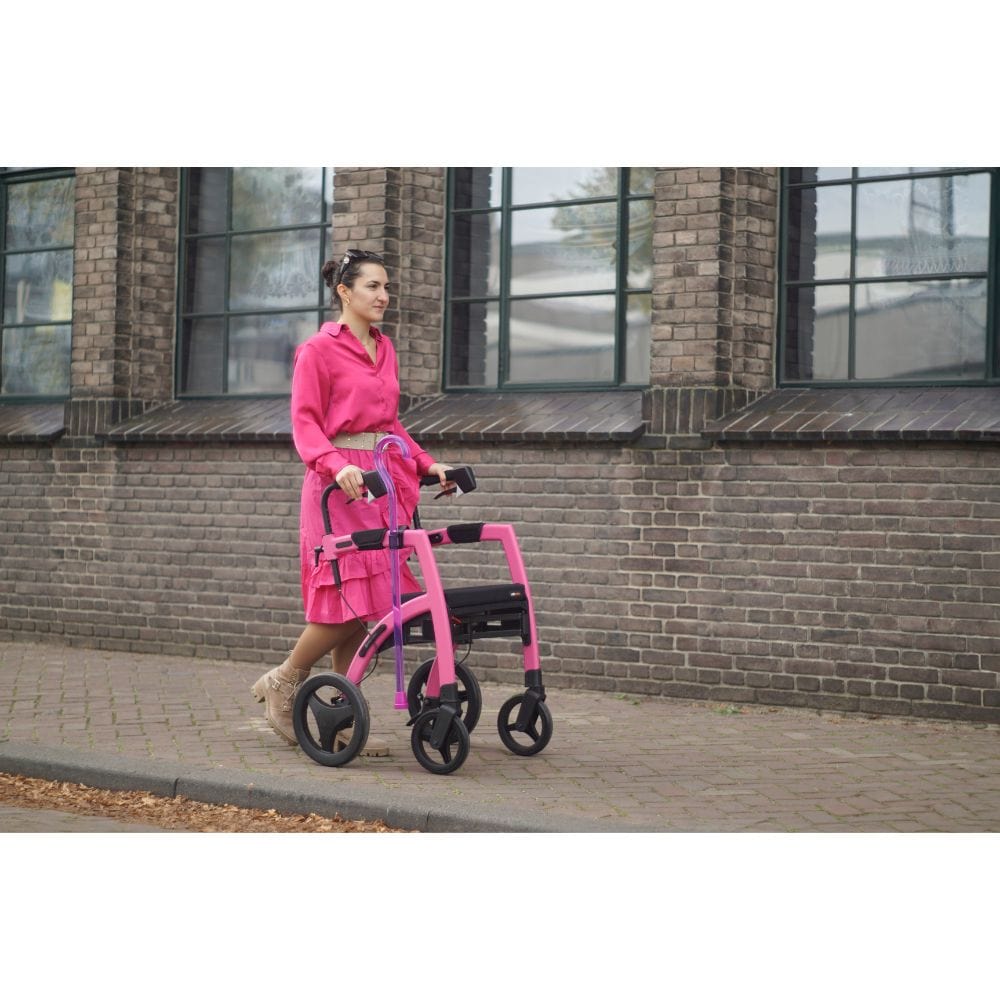 Rollz Motion Rollator Walker-Wheelchair Combo Pink Lifestyle