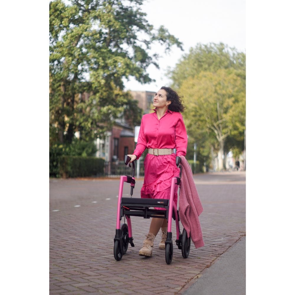 Rollz Motion Rollator Walker-Wheelchair Combo Pink Lifestyle
