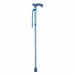Blue walking cane on a white background