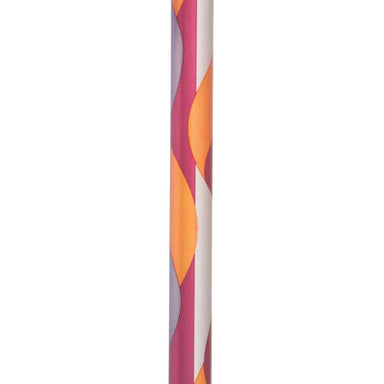 Colorful cylindrical object with wavy pattern on a white background