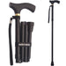Collapsible walking cane with adjustable height on a white background, branded 'switch sticks'.