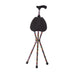 Colorful walking stick with a black handle on a white background