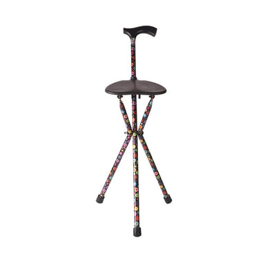 Cane with attached stool on a white background