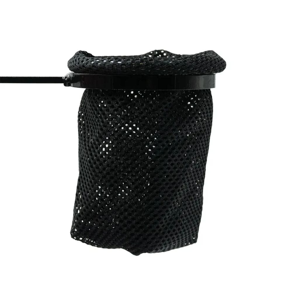 Black mesh bag with a handle on a white background