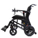 Black travel wheelchair with 'Travel Buggy' branding on a white background
