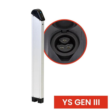 Electrical connector with 'YS GEN III' label on a white background