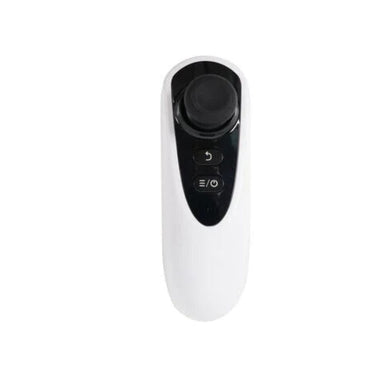 White electronic device with black control panel on a white background