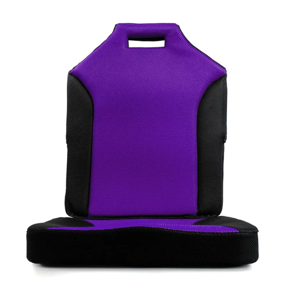 Purple and black seat cushion on a white background