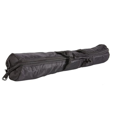 Black rolled-up mat bag on a white background