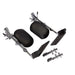 Motorcycle seat and related parts on a white background