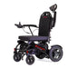 Black electric wheelchair with visible branding on a white background