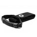 Black resistance band with handle on a white background