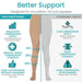 Comparison chart of Vive pantyhose and standard tights with text on compression effects.