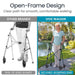 Comparison of a Vive Walker with other brands' walkers, highlighting the Vive Walker's open-frame design.