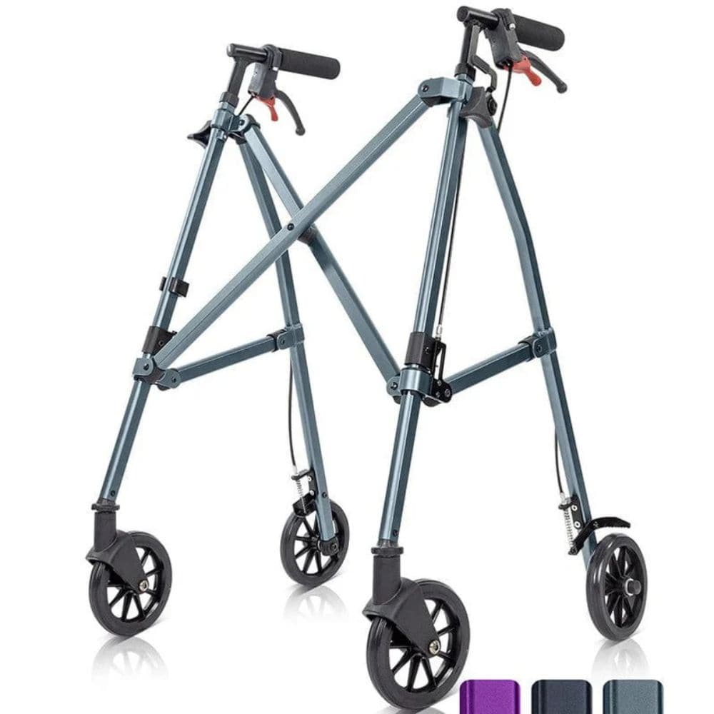 Gray walker with wheels on a white background