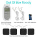 Vive TENS Digital Pulse Massager set with lead wires, batteries, and electrode pads on a white background.