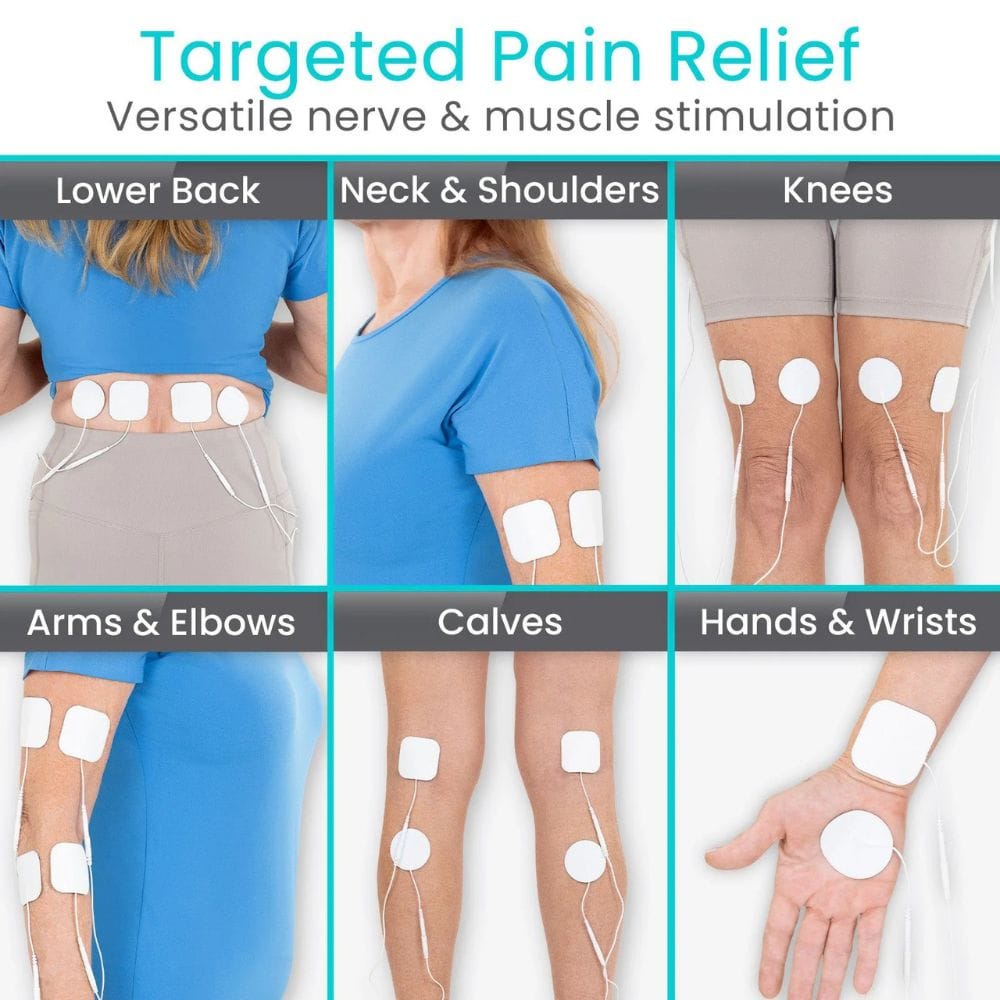 Targeted pain relief device with various application areas on a person's body.