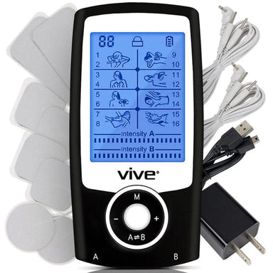 Vive electronic device with digital display and cables on a white background