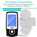 Vive electronic device with digital display and rechargeable battery features on a white background