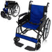 Blue and black wheelchair on a white background