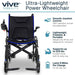 Vive Mobility Ultra-Lightweight Power Wheelchair with features listed on a white background