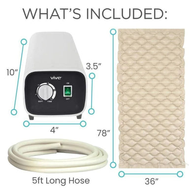 Product packaging with dimensions of a device, hose, and rope.